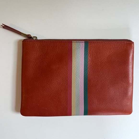 Madewell Handbags - NWOT Madewell The Leather Pouch Clutch In Faded Rust Multi